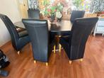Ovale eettafel met 6 zwarte stoelen, Huis en Inrichting, Ophalen of Verzenden, Gebruikt, 4 tot 6 stoelen
