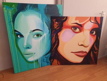 2 Originele frank wagtmans vrouw portret schilderij design  beschikbaar voor biedingen