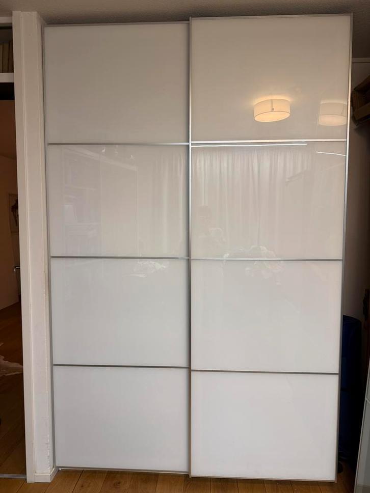 Glazen schuifdeuren wit Pax Färvik, Huis en Inrichting, Kasten | Kledingkasten, Zo goed als nieuw, 200 cm of meer, 50 tot 75 cm