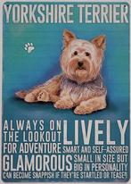 Yorkshire terrier hond eigenschappen reclamebord van metaal, Info@deconoord.nl, Verzenden, Deco Noord, Nieuw