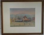 Schilderij Sallandse boerderij met hooimijten incl. lijst, Ophalen, Gebruikt, Oorspronkelijke maker, Schilderij