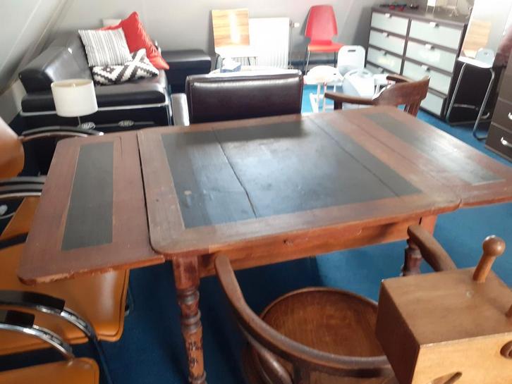 Antieke/vintage tafel., Huis en Inrichting, Tafels | Eettafels, Gebruikt, 50 tot 100 cm, 50 tot 100 cm, Rechthoekig, Ophalen