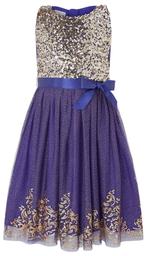 Monsoon paars feestjurk gouden lovertjes (maat 152-158) NEW, Kinderen en Baby's, Kinderkleding | Maat 152, Ophalen, Meisje, Nieuw