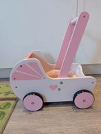 Houten poppenwagen - Roze/Wit, Ophalen, Zo goed als nieuw, Duw- of Trekspeelgoed