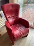 Relax fauteuil warm rood leer., Huis en Inrichting, Gebruikt, Leer, Ophalen