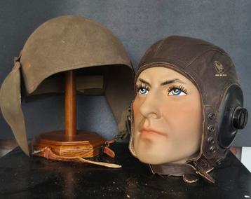 ORIGINELE USAAF WO2 BOMBER SET: M5 FLAK HELM & FLIGHT CAP A2 beschikbaar voor biedingen
