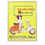 Vintage Reclame Poster Lambretta Scooterlinea Begin Jaren 60, Met lijst, Ophalen of Verzenden, A1 t/m A3, Reclame