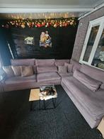 Taupe velvet hoekbank - 310x250 cm, Huis en Inrichting, Banken | Bankstellen, Gebruikt, Hoekbank, 300 cm of meer, Ophalen of Verzenden