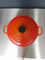 Le Creuset Braadpan 20 cm - Oranje, Huis en Inrichting, Keuken | Potten en Pannen, Gebruikt, Gietijzer, Ophalen of Verzenden, Keramische plaat