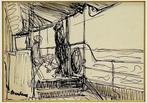 Inkttekening George Martens, scheepsdek, midden 20e eeuw, Ophalen of Verzenden