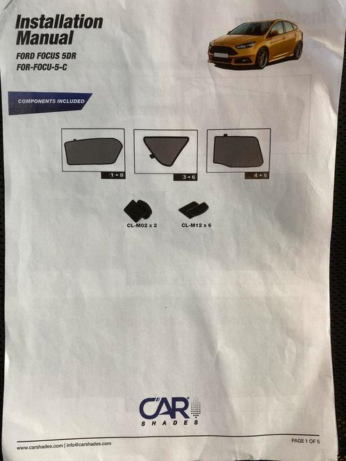 Ford Focus sonniboy / car shades voor hatchback, Auto diversen, Overige Auto diversen, Ophalen of Verzenden