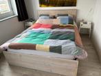 Steigerhouten bedombouw 160x210 met bedlades, Ophalen, Gebruikt, Steigerhout, Tweepersoons
