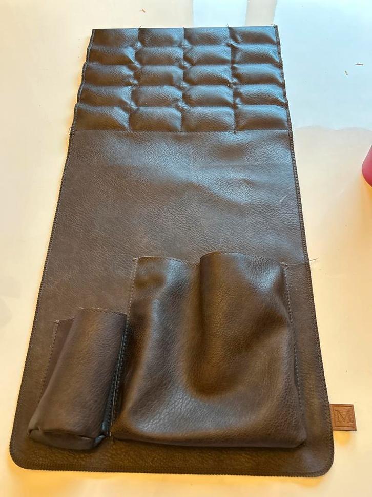 Bruin leren armleuning organizer, Huis en Inrichting, Woonaccessoires | Overige, Zo goed als nieuw, Ophalen of Verzenden