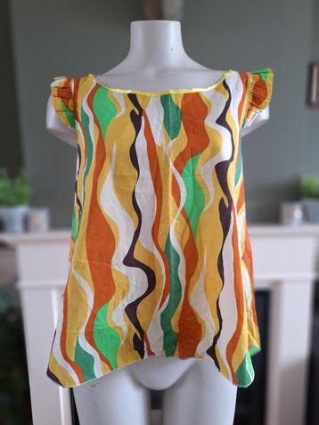 Made in Italy mooie retro print top M | Gratis Verzenden ! beschikbaar voor biedingen