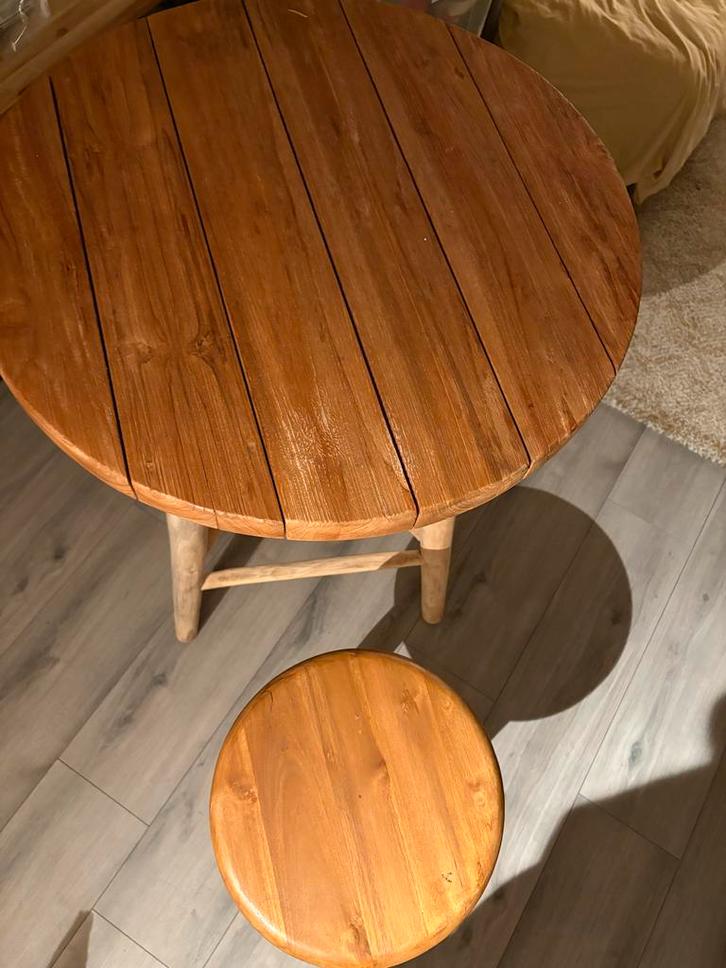 Bartafel + 2 Barkrukken - Houten Set, Huis en Inrichting, Tafels | Statafels, Zo goed als nieuw, Ophalen