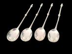 4 st zilveren theelepeltjes met deels getorste steel, Antiek en Kunst, Ophalen of Verzenden, Zilver