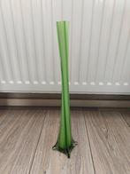 Vintage decoratief hoge smal vaas - groen van glas, Ophalen of Verzenden, Minder dan 50 cm, Groen, Glas