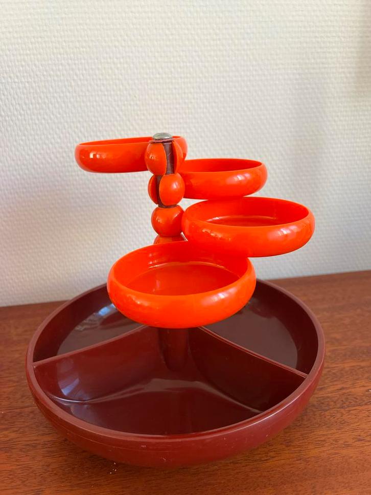 Vintage Emsa Borrelschaal - Roodbruin/Oranje - Jaren 70, Huis en Inrichting, Woonaccessoires | Etagères, Gebruikt, Ophalen of Verzenden