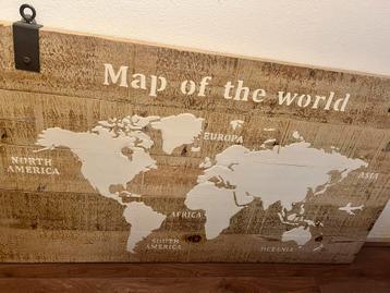 Houten Wereldkaart Wanddecoratie 140x80 beschikbaar voor biedingen