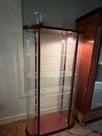 Vitrinekast met gebogen glas en verlichting – massief hout, Ophalen, Met deur(en), 100 tot 150 cm, Glas