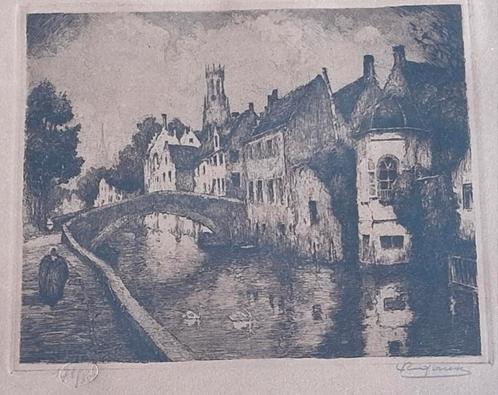 Ets. Brussel? Ca 1850. Sign. Merkstempel. 43/32 cm., Antiek en Kunst, Kunst | Etsen en Gravures, Ophalen