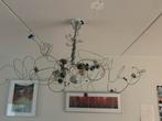 Moderne kroonluchter metaaldraad & glazen knikkers, Huis en Inrichting, Lampen | Kroonluchters, Ophalen, Zo goed als nieuw, Metaal