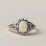 vintage 9 karaat gouden ring opaal tanzaniet, Verzenden, Zo goed als nieuw, Goud, Dame