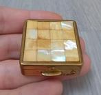 vintage pillendoosje parelmoer messing, Ophalen of Verzenden