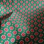 Vintage coupon franse stof Linvosges groen bloemen 130x250, Verzenden, Zo goed als nieuw, 30 tot 120 cm, Katoen
