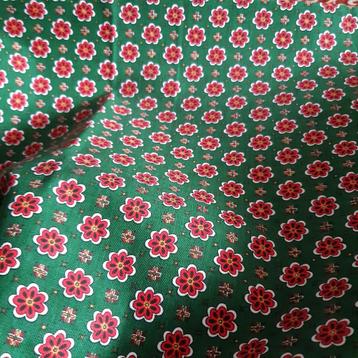 Vintage coupon franse stof Linvosges groen bloemen 130x250 beschikbaar voor biedingen