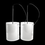 Design glazen hanglampen - Glas met rvs - E27 - 2 Stuks, N.v.t., Design, N.v.t., Ophalen of Verzenden