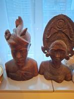 Houten Indische beelden vrouw en man, Ophalen of Verzenden