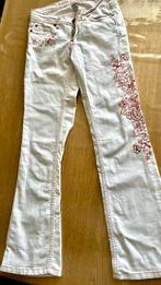 Witte Lange Broek met oranje Bloemen, Wit, Ophalen of Verzenden, Zo goed als nieuw, Maat 36 (S)