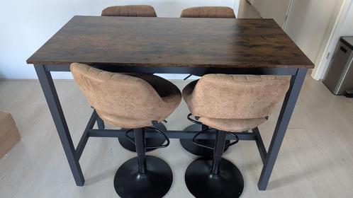 Bartafel met 4 stoelen, Huis en Inrichting, Tafels | Statafels, Gebruikt, In hoogte verstelbaar, Ophalen