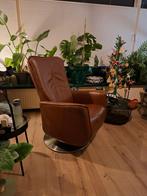Comfortabele Relaxstoel - bruin Leer, Huis en Inrichting, Fauteuils, Gebruikt, 75 tot 100 cm, Ophalen of Verzenden, Metaal