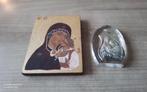 Icoon Maria met Kind, hout, 1 met Jozef , kristal,zilver, Antiek en Kunst, Ophalen of Verzenden