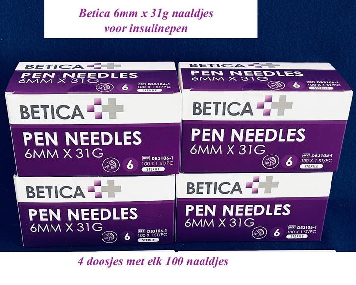 4x 100 Betica naalden 6 MM x 31G voor Insulinespuit, Diversen, Verpleegmiddelen, Ophalen