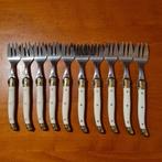 10 Vintage Laguiole Gebaksvorkjes Ivoor/Messing, Antiek en Kunst, Antiek | Bestek, Ophalen of Verzenden