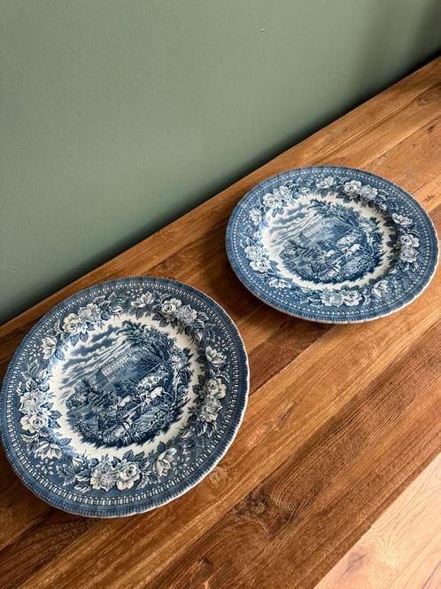 Vintage H Aymsley Blauw & Wit 29 cm 2 Borden., Antiek en Kunst, Antiek | Wandborden en Tegels, Ophalen of Verzenden