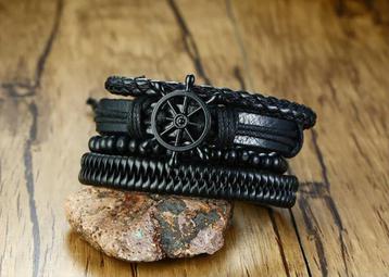 Set Van 4 Zwarte Heren Armbanden Met Roer  beschikbaar voor biedingen