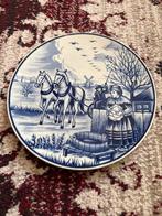 Delfts Blauw Bord met Paard en Wagen, Antiek en Kunst, Antiek | Wandborden en Tegels, Ophalen of Verzenden