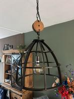 Industriële hanglamp met hout, Huis en Inrichting, Lampen | Hanglampen, Gebruikt, Ophalen of Verzenden, Minder dan 50 cm, Industriël