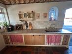 Handgemaakte houten keuken met terrazzo blad, Huis en Inrichting, Keuken | Keukenelementen, Ophalen, Gebruikt, 200 cm of meer