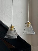 Vintage set holophane vierkant lampenkapje hanglamp kap glas, Ophalen of Verzenden, Nieuw, Glas, Minder dan 50 cm