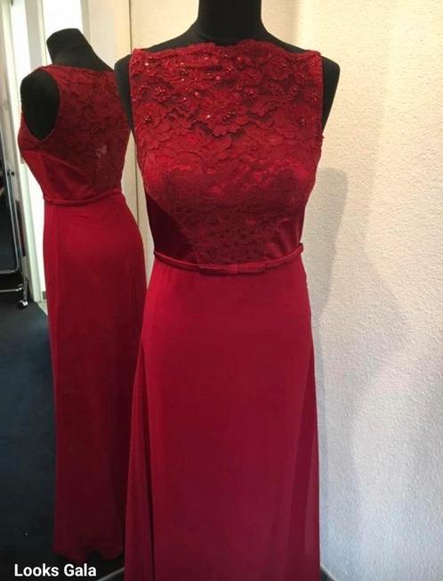 BORDEAUXRODE AVONDJURK VAN LAUTINEL, Kleding | Dames, Gelegenheidskleding, Zo goed als nieuw, Galajurk, Rood, Ophalen