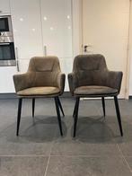 2 suede eetkamerstoelen, Huis en Inrichting, Stoelen, Ophalen, Zo goed als nieuw, Grijs, Twee