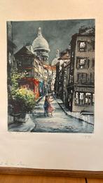 Zicht op place du tertre Parijs, Antiek en Kunst, Ophalen