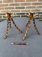 2 messing/koper kaarsen standaards, Gebruikt, Brons of Koper, Ophalen of Verzenden, Rood