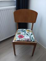 Vintage houten stoel met bloemenprint zitting, Ophalen, Gebruikt, Bruin, Vintage, Landelijk,  bohemian