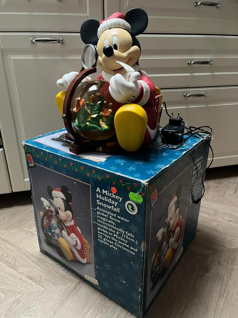 Disney Mickey Mouse snowglobe 1998 zeldzaam mr. Christmas, Verzamelen, Disney, Ophalen of Verzenden, Mickey Mouse, Zo goed als nieuw
